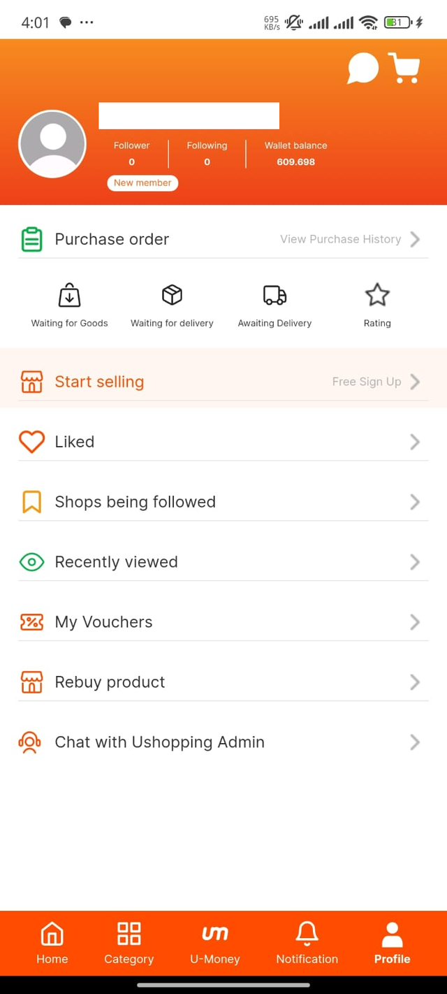 Ushopping Checkout Process